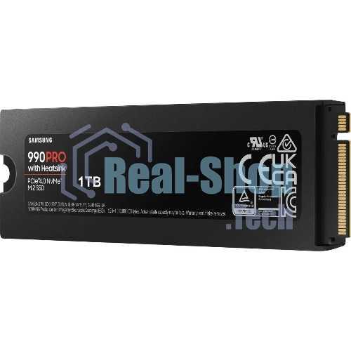 Накопитель SSD Samsung 990 PRO, 1000Gb, PCIe 4.0 x4, M.2 2280, NVMe, R/W 7450/6900, с радиатором