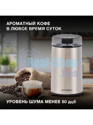 Кофемолка Hyundai HYC-G5261 200Вт сист.помол.:ротац.нож вместим.:60гр серебристый