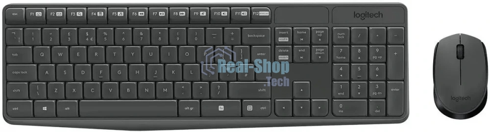 Комплект клавиатура+мышь Logitech MK235 беспроводной, USB, 1000 DPI, серый ( неоригинальная гравировка)