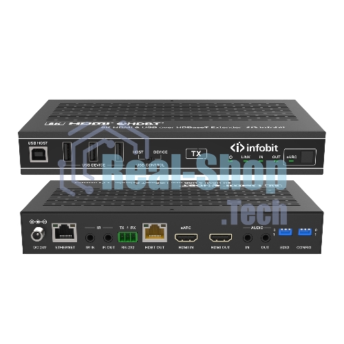 Удлинитель сигнала HDMI, USB Infobit iTrans E90U8K разрешение 8К/30, USB 2.0 до 90 метров, eARC