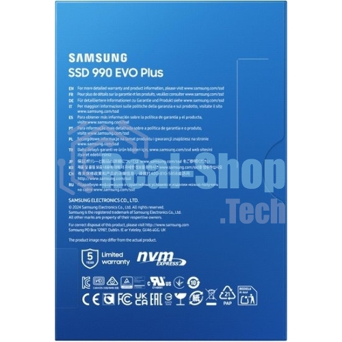 Накопитель SSD Samsung 990 EVO Plus, 2Tb, M.2 2280, PCIe 4.0 x4, NVMe, R/W 7250/6300