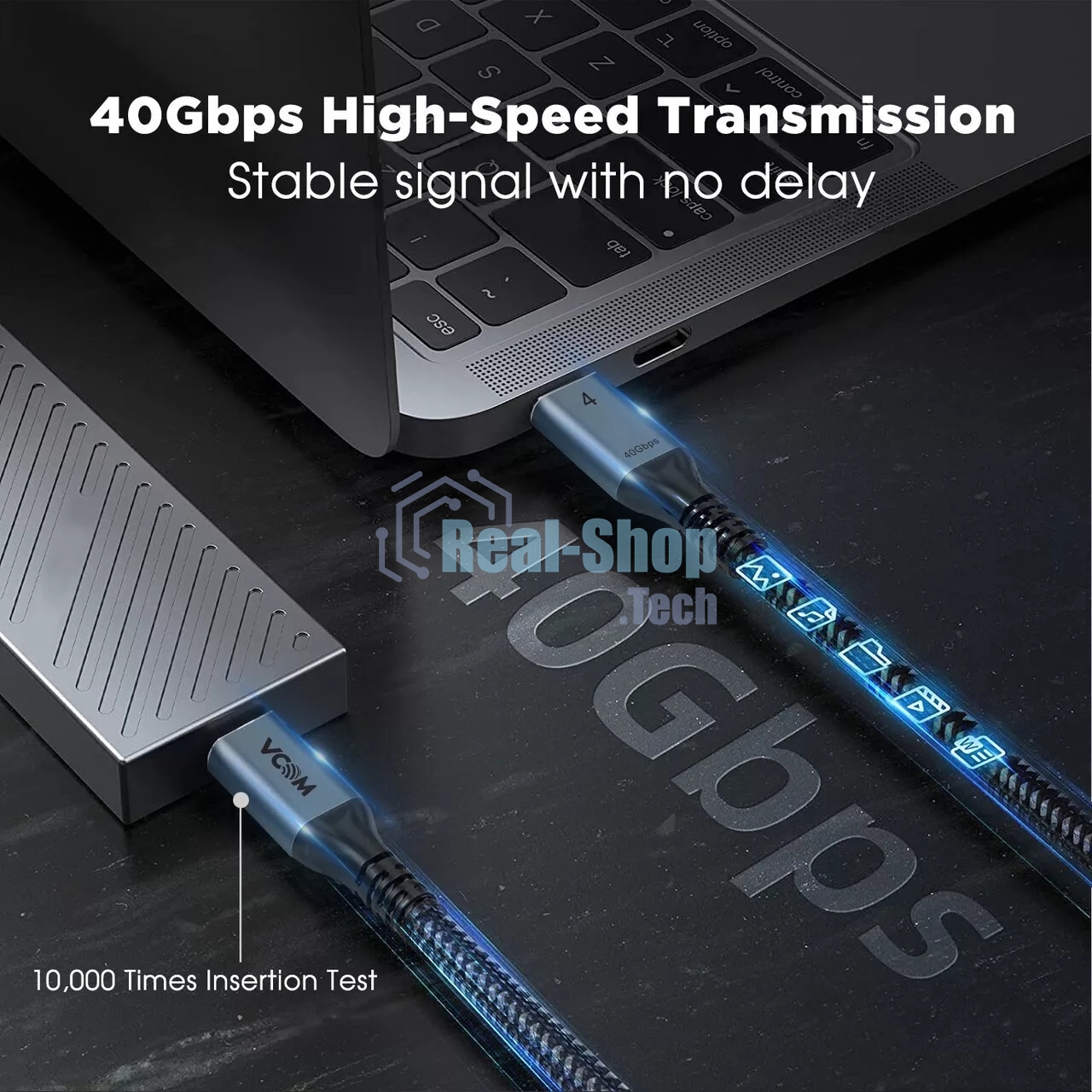 Кабель Thunderbolt4/USB4 Type-C, 5K@60Hz, 40Gbps, PD 100W, 5A, VCOM, 1.2м CU540M-1.2M