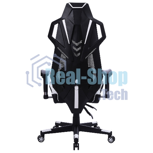 Кресло игровое Cactus CS-CHR-090BLW черный/белый, сиденье черный/белый, эко.кожа, крестовина пластик, пластик черный/белый