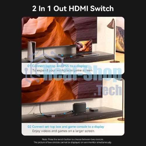 Переключатель - разветвитель Vention HDMI v2.1 двунаправленный 2x1/1x2