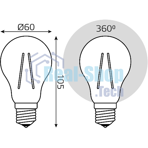 Лампа светодиодная филаментная Gauss Filament 7Вт цок.: E27 груша св. свеч. бел. теп. (упак.: 10 шт)