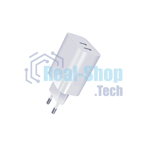 Сетевое зарядное устройство Qumo Energy PD 35W (Charger 0074), два порта: Type-C PD + Type-C PD, белый