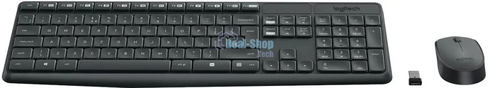 Комплект клавиатура+мышь Logitech MK235 беспроводной, USB, 1000 DPI, серый ( неоригинальная гравировка)