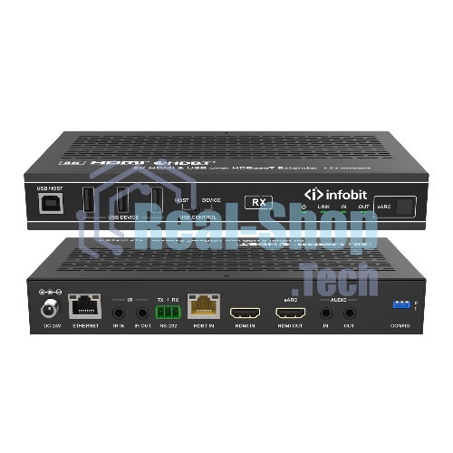 Удлинитель сигнала HDMI, USB Infobit iTrans E90U8K разрешение 8К/30, USB 2.0 до 90 метров, eARC