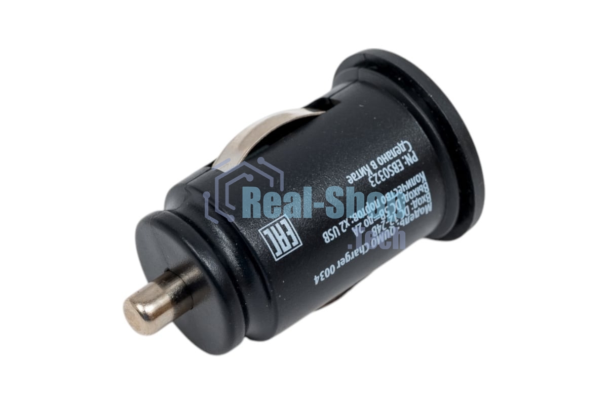 Автомобильное зарядное устройство Qumo Energy light (Charger 0034), 2USB, 2А, черный