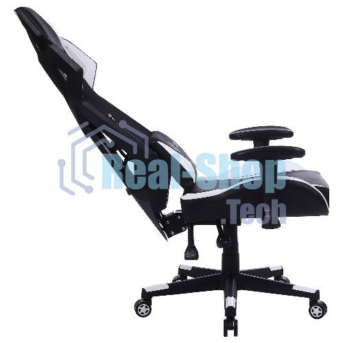 Кресло игровое Cactus CS-CHR-090BLW черный/белый, сиденье черный/белый, эко.кожа, крестовина пластик, пластик черный/белый
