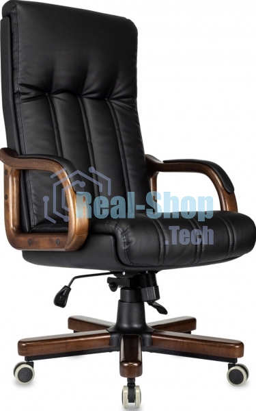 Кресло руководителя Бюрократ T-9932Walnut черный, кожа, крестов. металл/дерево