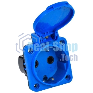 Розетка панельная IEK MAGNUM PSN71-016-3-2-44-K07 2P+PE 16А IP44 РП11-3 с защ. крышкой с заземл. син.