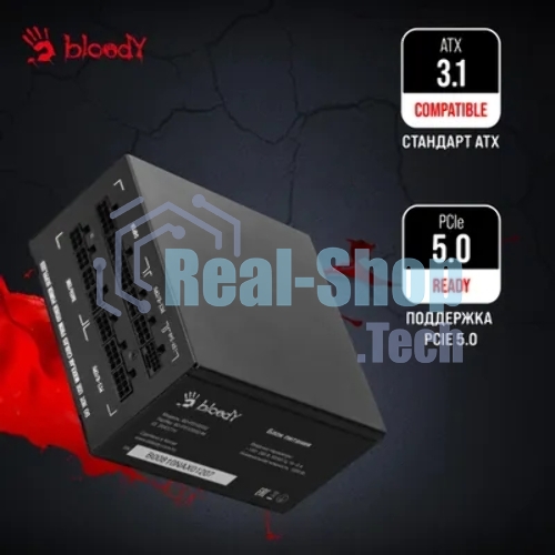 Блок питания Bloody BD-PS1000G, 1000Вт, 80 PLUS Gold, 140мм, модульный, черный