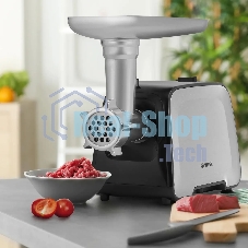 Мясорубка электрическая Vitek VT-3646 серебристый, 2000 Вт, 1.8 кг/мин, реверс, защита от перегрузки, насадки - 6