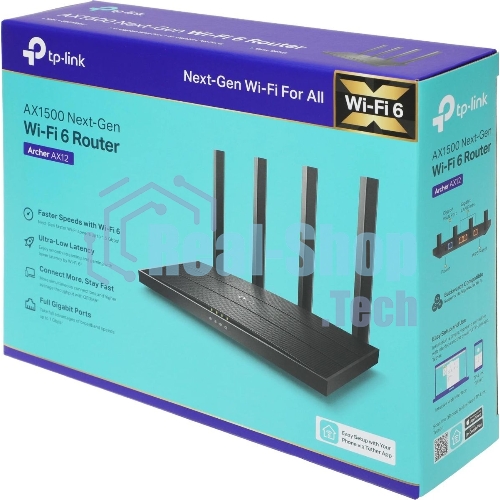 Роутер TP-Link AX1500 Dual-Band Wi-Fi 6 RouterSPEED: 300 Mbps at 2.4 GHz + 1201Mbps at 5 GHzSPEC: 4× Antennas, 1GHz Dual Core CPU, 1× Gigabit WAN Port + 3× Gigabit LAN Ports, 1024-QAM, OFDMAFEATURE: Tether App, WPA3, Access Point Mode, IPv6 Supported, IPTV, Bea