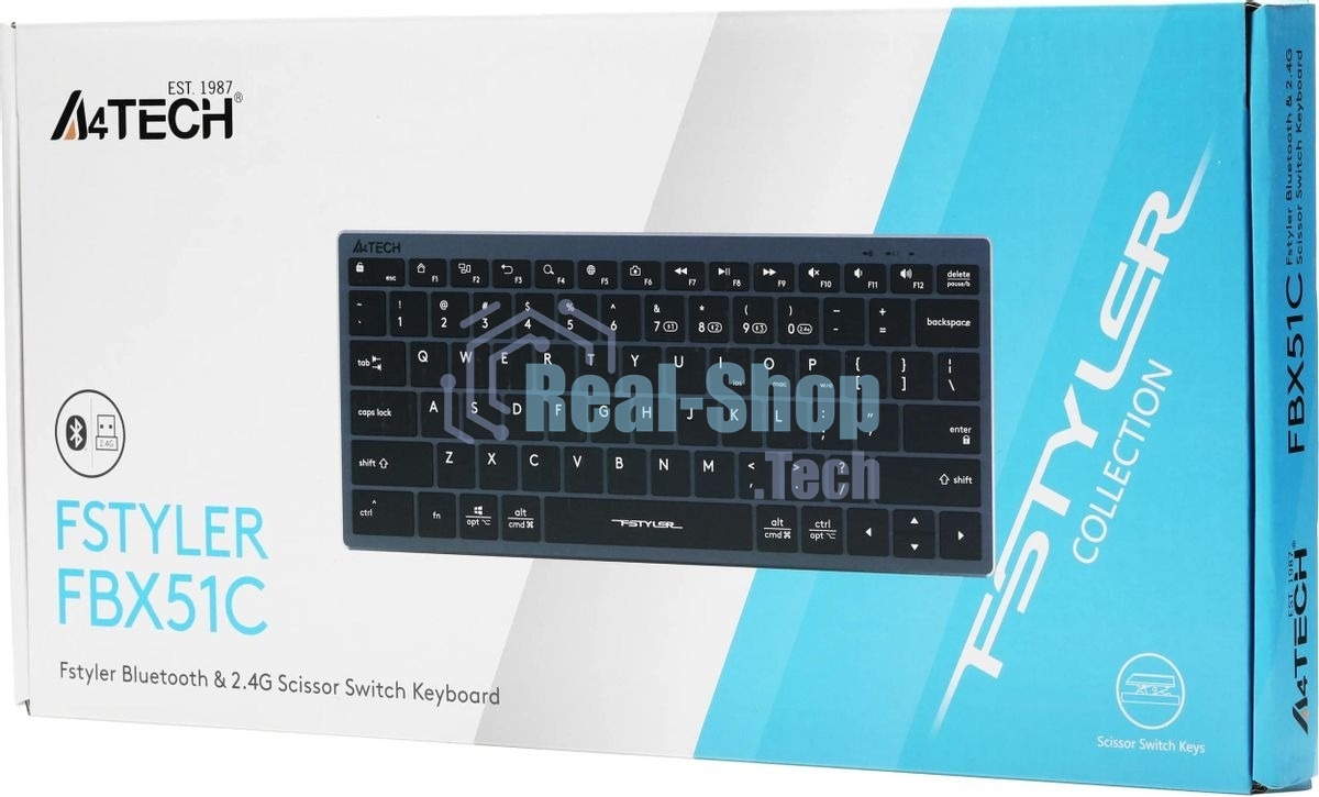 Клавиатура A4Tech Fstyler FBX51C беспроводная, Bluetooth, радиоканал, серый