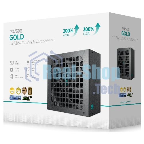 Блок питания Deepcool/GamerStorm PQ750G (ATX 3.1, 750W, Full Cable Management, PWM 120мм fan, 80 PLUS GOLD, Active PFC + Half Bridge + DC/DC, Full Japanese Capasitors, Gen5 PCIe) RET