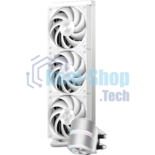 Система охлаждения Water Cooling System PCCooler DE360 Pro WH (300W, 360мм, White, ARGB Pump, Fans: 3x120мм, 86.73CFM, 32dBA, 2200RPM/Pump height 57мм, 28dBA, 3200RPM, Rad thickness 27мм/S: 1851, 1700, 1200, 115X, AM5, AM4, AM3)