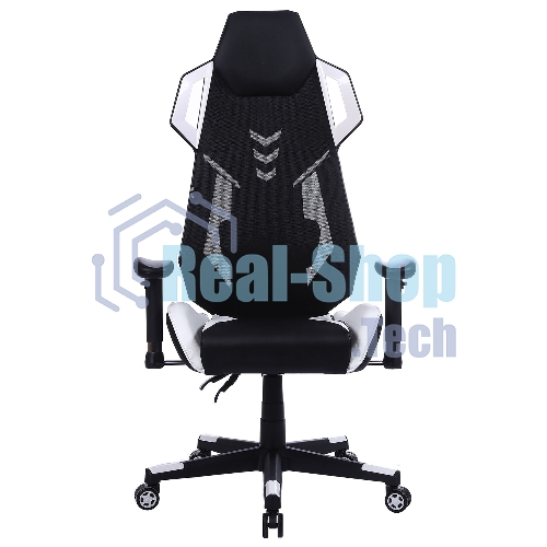 Кресло игровое Cactus CS-CHR-090BLW черный/белый, сиденье черный/белый, эко.кожа, крестовина пластик, пластик черный/белый