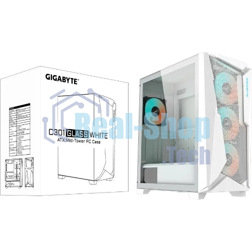 Компьютерный корпус Gigabyte C301GW белый без БП ATX 4x120мм 4x140мм 2xUSB 3.0 audio bott PSU