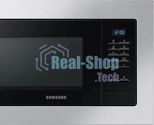 Встраиваемая микроволновая печь Samsung MS23A7013AT/BW серебристый/черный, 23 л, 1150 Вт, переключатели - кнопки
