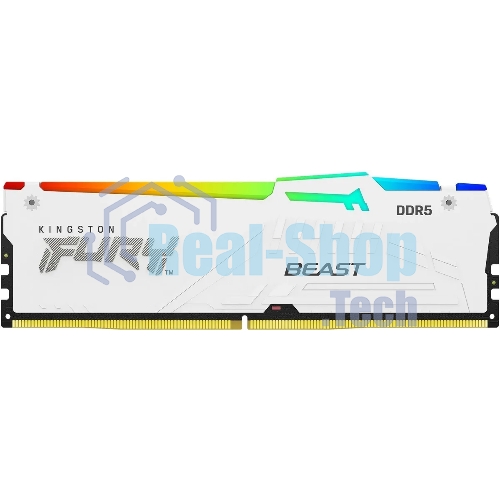 Оперативная память Kingston Fury Beast, DDR5, 32Gb (1x32GB), 5600MHz, CL36, DIMM, радиатор, RGB, белый