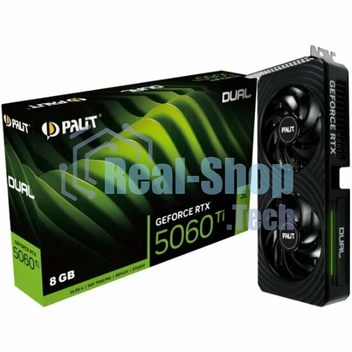 Видеокарта Palit PA-RTX 5060Ti DUAL OC 8Gb RTX 5060TI 8Gb 128bit GDDR7 2407/28000 HDMIx1 DPx3 HDCP Ret
