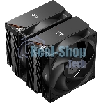 Кулер для процессора PCCooler RT620 Digital BK (250W, 4-pin PWM, LED temp., 157mm, 6x6mm, 2x120мм, 73.32CFM, 34.9dBA, 2200RPM, S: 1851/1700/1200/115X, AM5/AM4, черный)