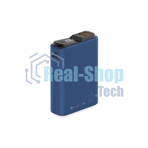 Портативный аккумулятор OLMIO QS-10, 10000mAh, 22.5W, QuickCharge3.0/PowerDelivery, LCD, темно-синий