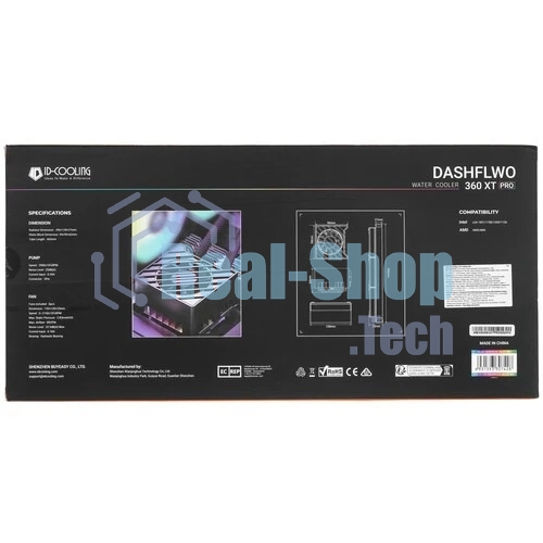 Система жидкостного охлаждения ID-Cooling Dashflow 360 XT Pro ARGb черный 120мм алюминий+медь 2150rpm 32.5db 4-pin 350W