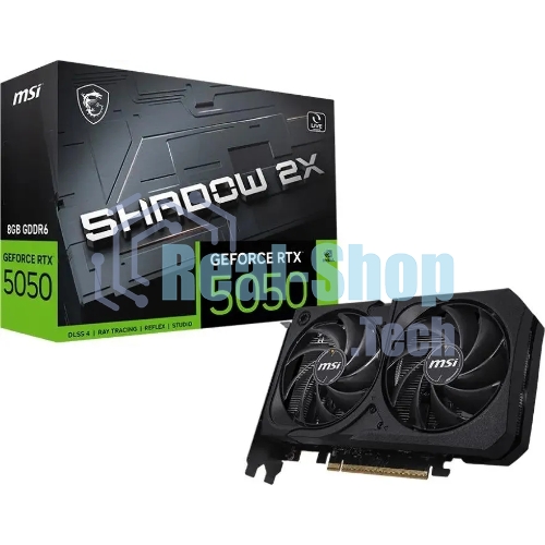 Видеокарта MSI GeForce RTX 5050 8G SHADOW 2X, NVIDIA RTX 5050, 8 ГБ GDDR6, 128 бит, PCI-e 5.0, 1xHDMI, 3xDP, 2587 МГц