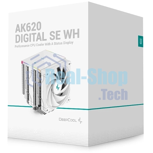 Кулер для процессора DEEPCOOL AK620 DIGITAL SE WH LGA20XX/1700/1200/115X/AM5/AM4 (9шт/кор, TDP 260W, PWM, DUAL Fan 120мм, 6 тепл. трубок, ARGb, белый) RET (R-AK620-WHADMN-GJD)