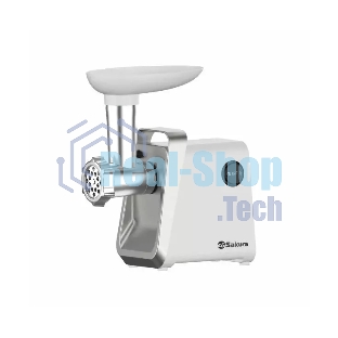 Мясорубка электрическая Sakura SA-6431W белый, 1600 Вт, 0.9 кг/мин, реверс, защита от перегрузки, насадки - 4