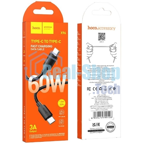Кабель Hoco X96 Hyper TYPE-C TO TYPE-C USB Type-C (m)-USB Type-C (m) 1м черный коробка