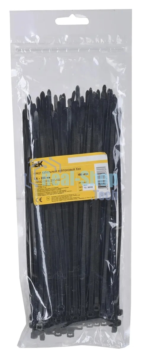Хомут кабельный IEK UHH32-D036-200-100 3.6х200 нейл. черный (уп. 100 шт)