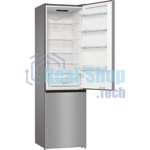 Холодильник Gorenje NRK6201ES4 серебристый двухкамерный 235/96 л морозилка снизу, No Frost