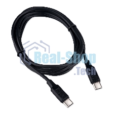 Кабель USB2.0 Cablexpert CC-USB2-CMCM-60-1.8M, Type-C/Type-C, 3A, 60Вт, PD/QC3.0, медь, 1.8м, черный, пакет