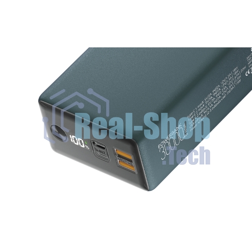 Портативный аккумулятор OLMIO QX-30, 30000mAh, 22.5W, QuickCharge3.0/PowerDelivery, LCD, темно-зеленый