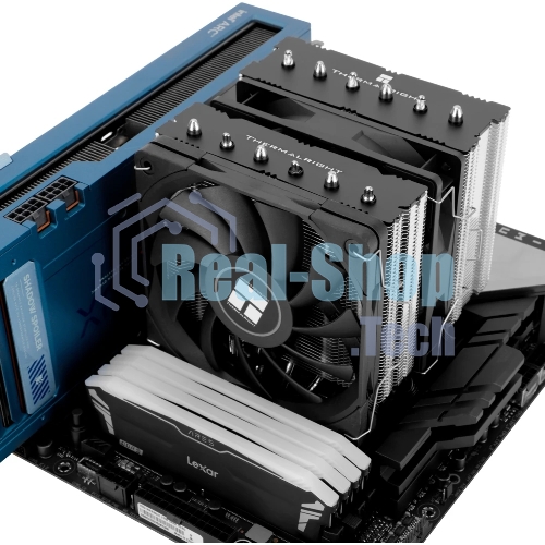 Кулер для процессора Thermalright Royal Knight 120 SE (4-pin PWM, 155мм, Ni/Cu, 6x6мм, 2x120мм, 66.17CFM/59CFM, 25.6dBA/26.1dBA, 1500RPM/1800RPM, S: 1200, 1700, 1851, 115X, AM4, AM5, silver, black)