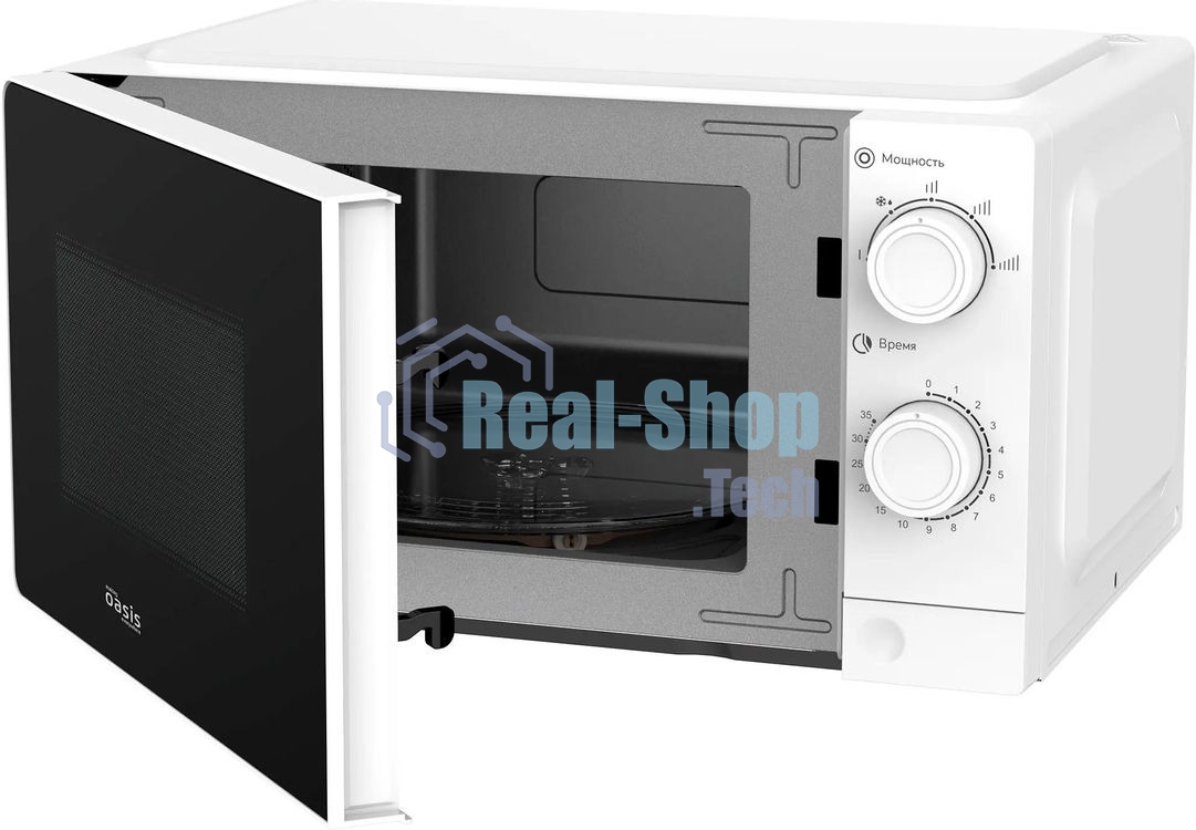 Микроволновая печь Oasis MW-70XW белый, 20 л, 700 Вт, переключатели - поворотный механизм