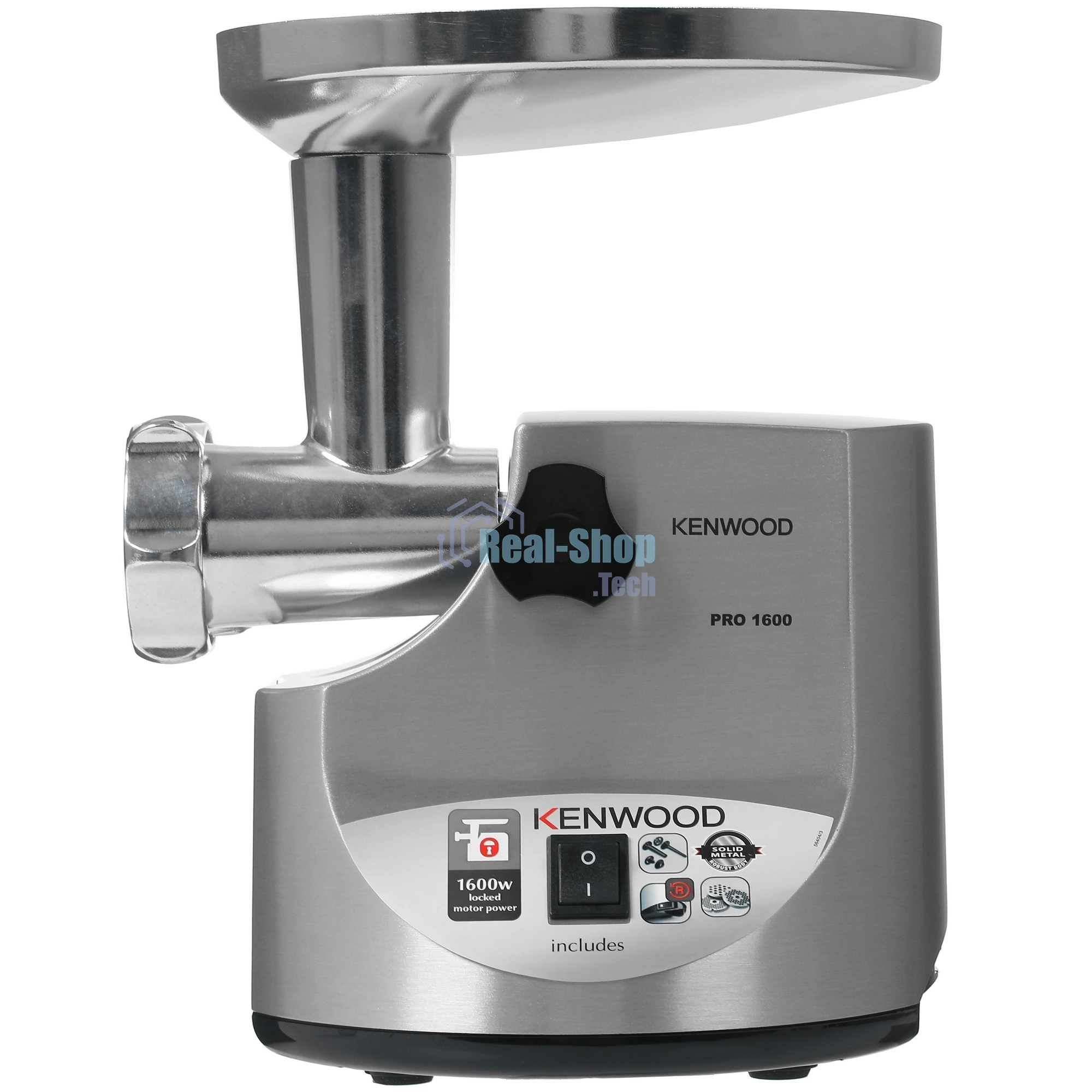 Мясорубка электрическая Kenwood MG510 серебристый, 1600 Вт, 2.0 кг/мин, реверс, защита от перегрузки, насадки - 6