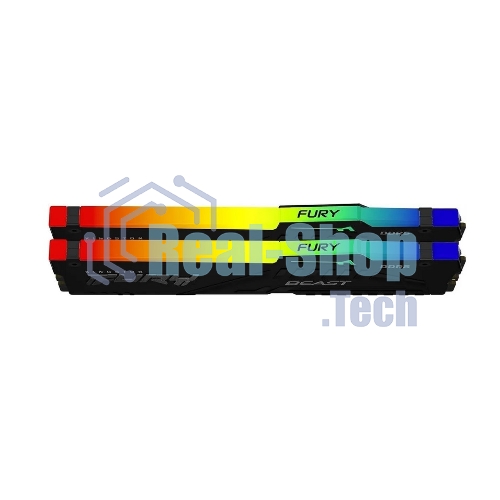 Оперативная память Kingston Fury Beast, DDR5, 64GB (2x32GB), 5600MHz, CL40, DIMM, с радиатором, RGB, черный