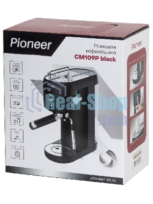 Кофеварка рожковая Pioneer CM109P black черный, исп. кофе - молотый, 1 л, 1400 Вт, 20 бар