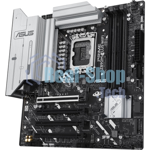 Материнская плата ASUS PRIME Z890M-PLUS WIFI, LGA 1851, Intel Z890, 4xDDR5, 6xSATA, 3xM.2, 1xPCIe 5.0 x16, 1xPCIe 4.0 x4, 2xPCIe 4.0 x1, 1xHDMI, 1xDP, 1x2.5Gb LAN, 2xUSB-A 2.0, 4xUSB-A 3.2 Gen 1, 1xUSB-A 3.2 Gen 2, 1xUSB-C 3.2 Gen 2x2, 3x3.5 мм, 7.1, mATX