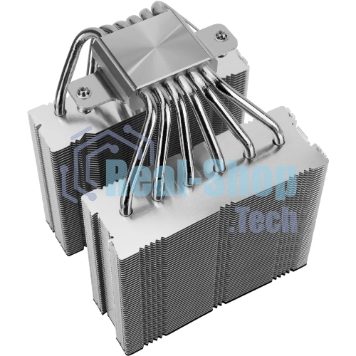 Кулер для процессора Thermalright Royal Knight 120 SE (4-pin PWM, 155мм, Ni/Cu, 6x6мм, 2x120мм, 66.17CFM/59CFM, 25.6dBA/26.1dBA, 1500RPM/1800RPM, S: 1200, 1700, 1851, 115X, AM4, AM5, silver, black)