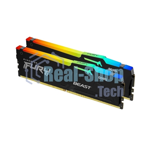 Оперативная память Kingston Fury Beast, DDR5, 64GB (2x32GB), 5600MHz, CL40, DIMM, с радиатором, RGB, черный