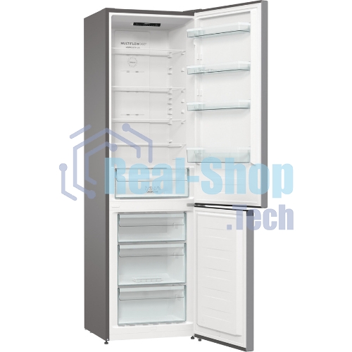 Холодильник Gorenje NRK6201ES4 серебристый двухкамерный 235/96 л морозилка снизу, No Frost