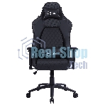 Кресло игровое Cactus CS-CHR-130 черный, сиденье черный, эко.кожа, с подголов. крестовина металл, пластик черный