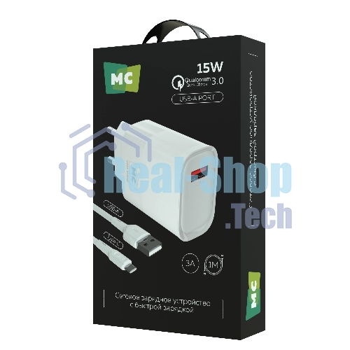 Сетевое зарядное устройство MORE CHOICE (4620202553409) NC09a 1USB 3.0A QC3.0 15W, белый