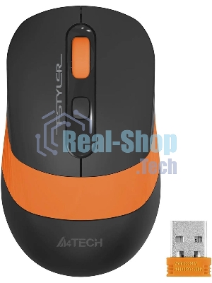 Мышь беспроводная A4Tech Fstyler FG10S черный/оранжевый, 2000 dpi, радиоканал, USB, кнопки - 4